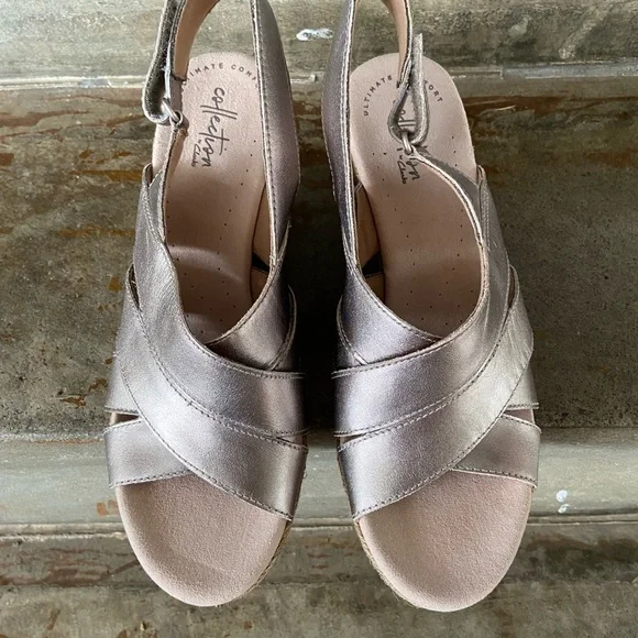 Clarks pewter wedge sandals - Lafley Krissy - Picture 4 of 7